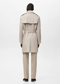 Water-repellent belted trench coat