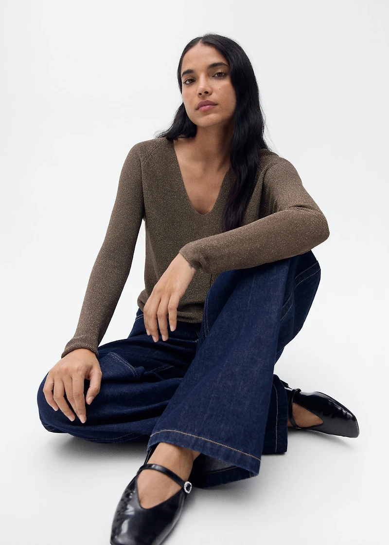 V-neck lurex sweater