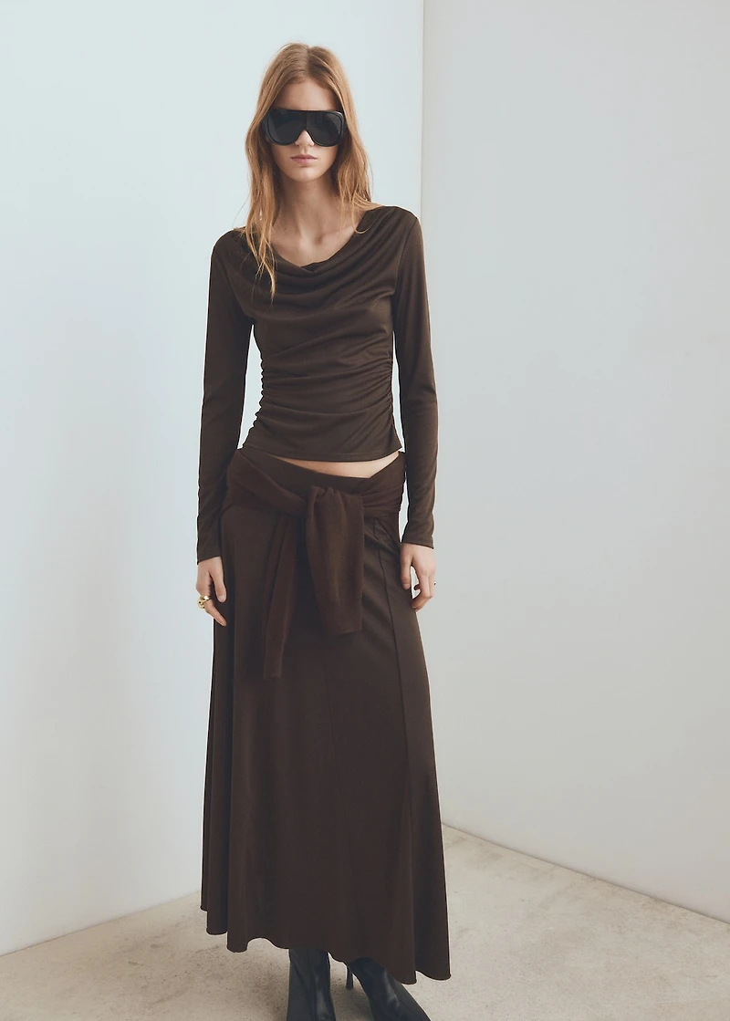 Fitted top with draped neckline