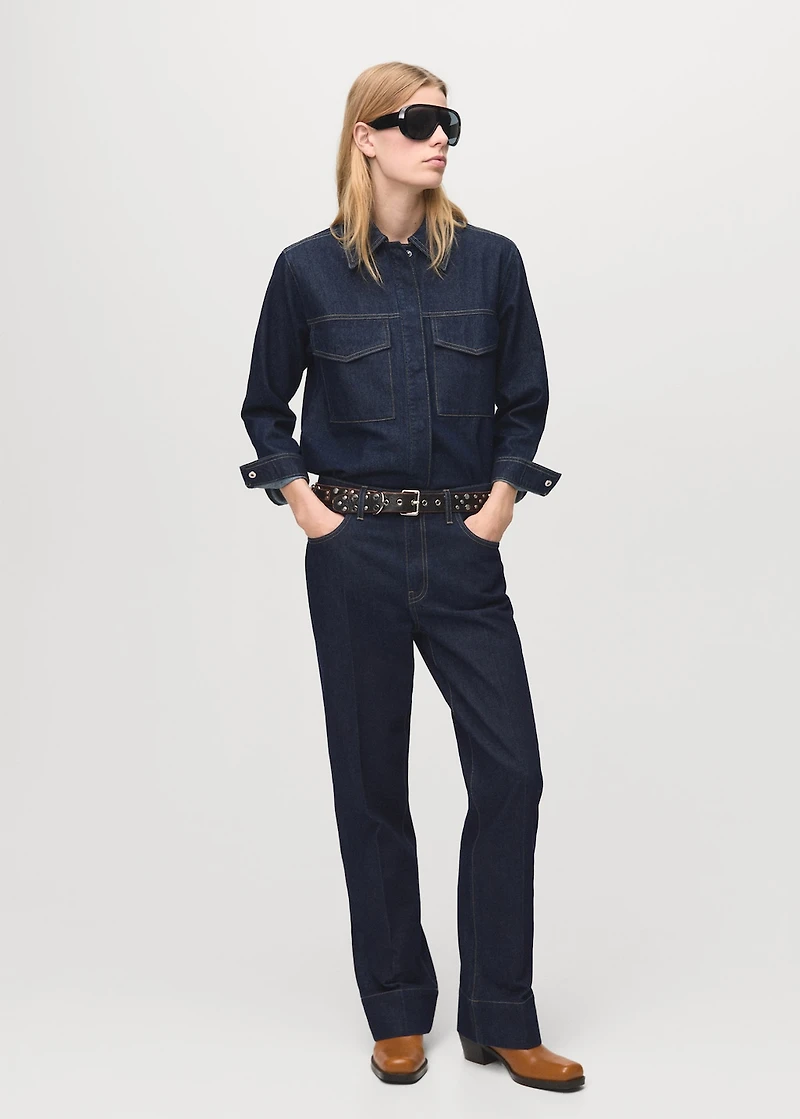 Straight-leg jeans with seam stitching