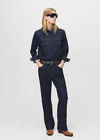 Straight-leg jeans with seam stitching