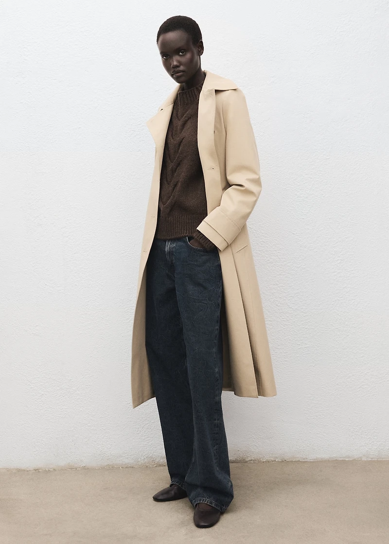 Braided sweater with perkins neck