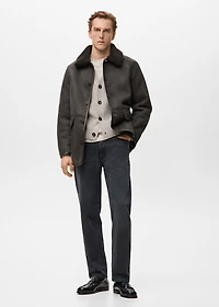 Faux-shearling suede jacket