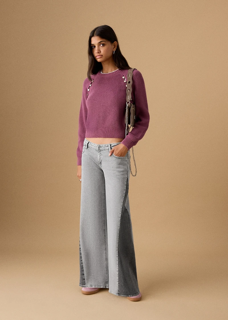 Two-tone wide leg jeans