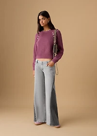 Two-tone wide leg jeans
