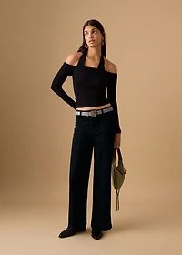 Wide leg jeans with seam detail