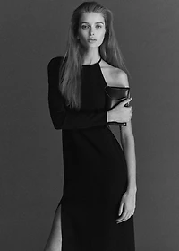 Leather shoulder bag with chain