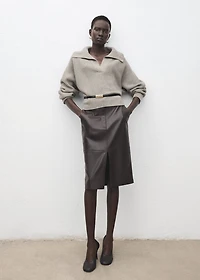 Polo-neck ribbed sweater