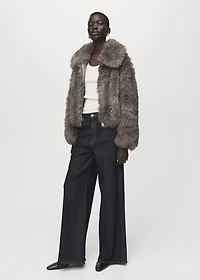 Faux fur effect lapel jacket