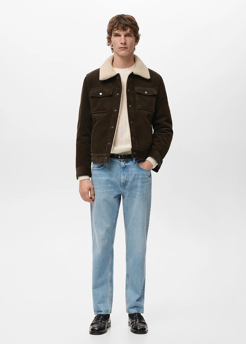 Corduroy jacket with shearling-effect lining