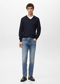 Jan slim-fit faded dark-wash jeans