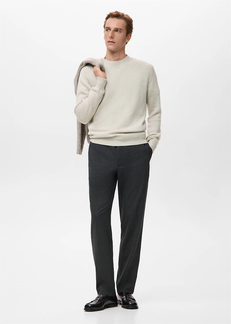 Structured wool-blend knitted sweater