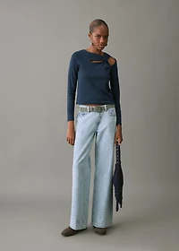 Wide-leg paisley jeans