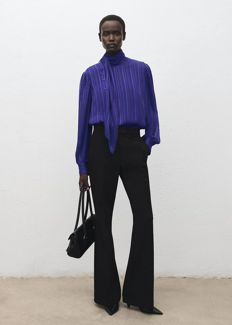 Striped blouse with scarf