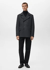 Short double-breasted wool coat