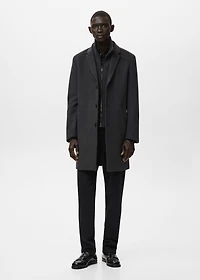 Wool coat with detachable inner collar