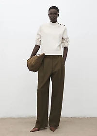 Perkins-neck sweater with button