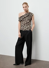 Draped animal-print top