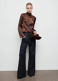 Paisley-print satin blouse