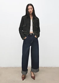 Tweed jacket with notched lapel collar