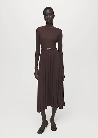 Flared midi-dress with belt