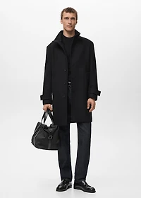 Wool funnel neck coat