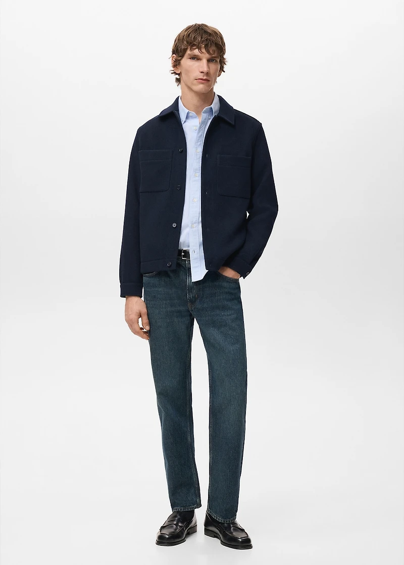 Wool-blend jacket with pockets