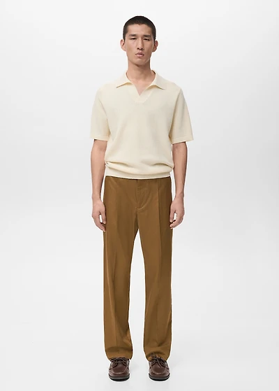 Short-sleeve knitted polo shirt