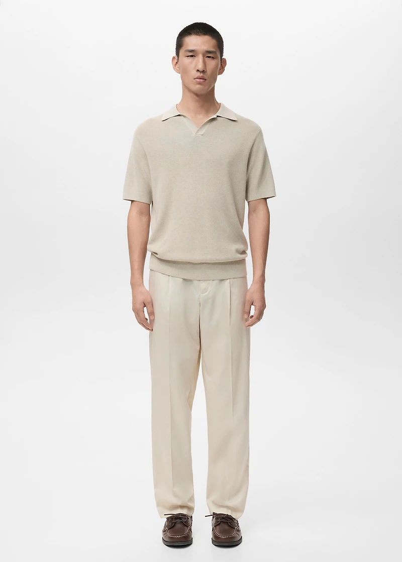 Structured cotton knitted polo shirt