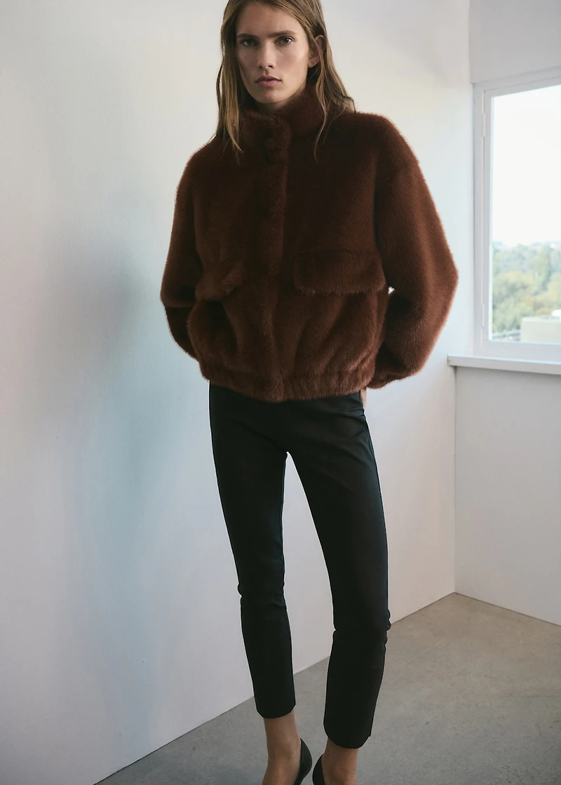Faux-fur jacket with pockets