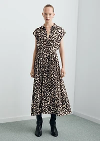 Printed shirt dress with belt