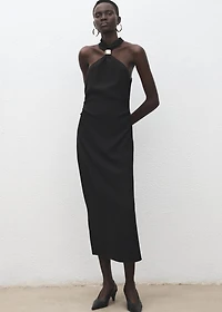 Halter-neck dress with metal embellishment