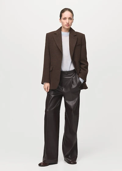 Wide-leg faux-leather pants