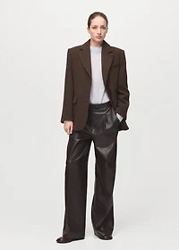 Wide-leg faux-leather pants