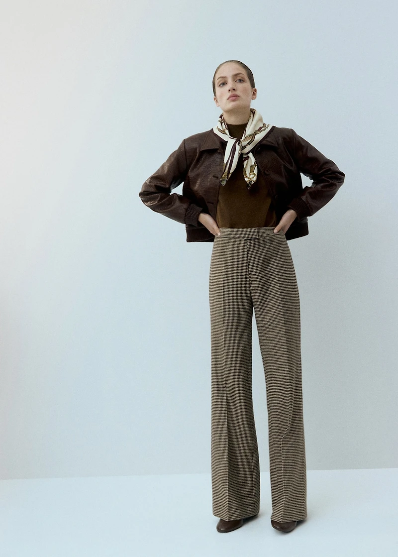 Houndstooth wool-blend trousers