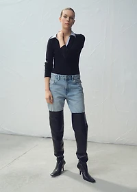 Combined shirt-collar sweater