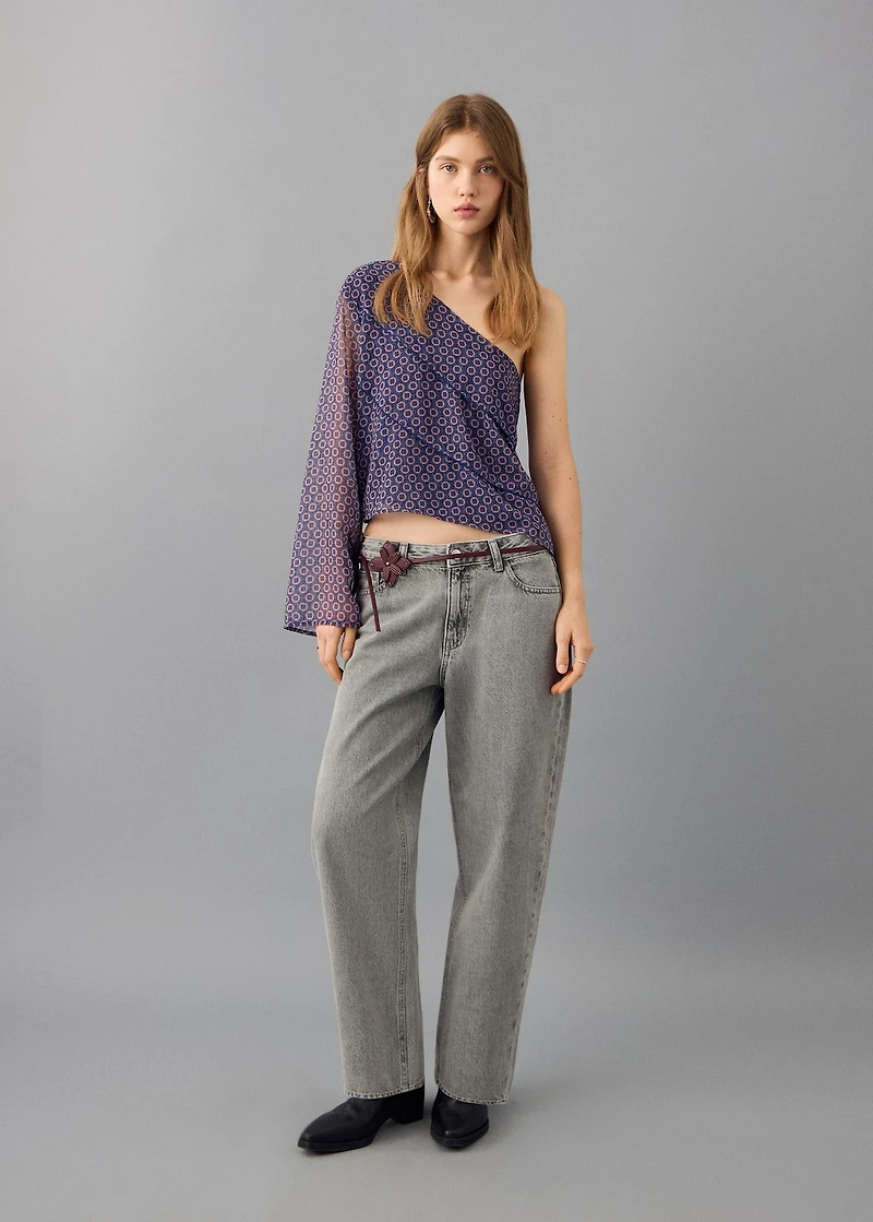 Asymmetrical printed blouse