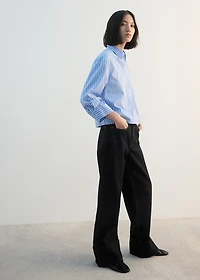 Striped crop blouse with rhinestones