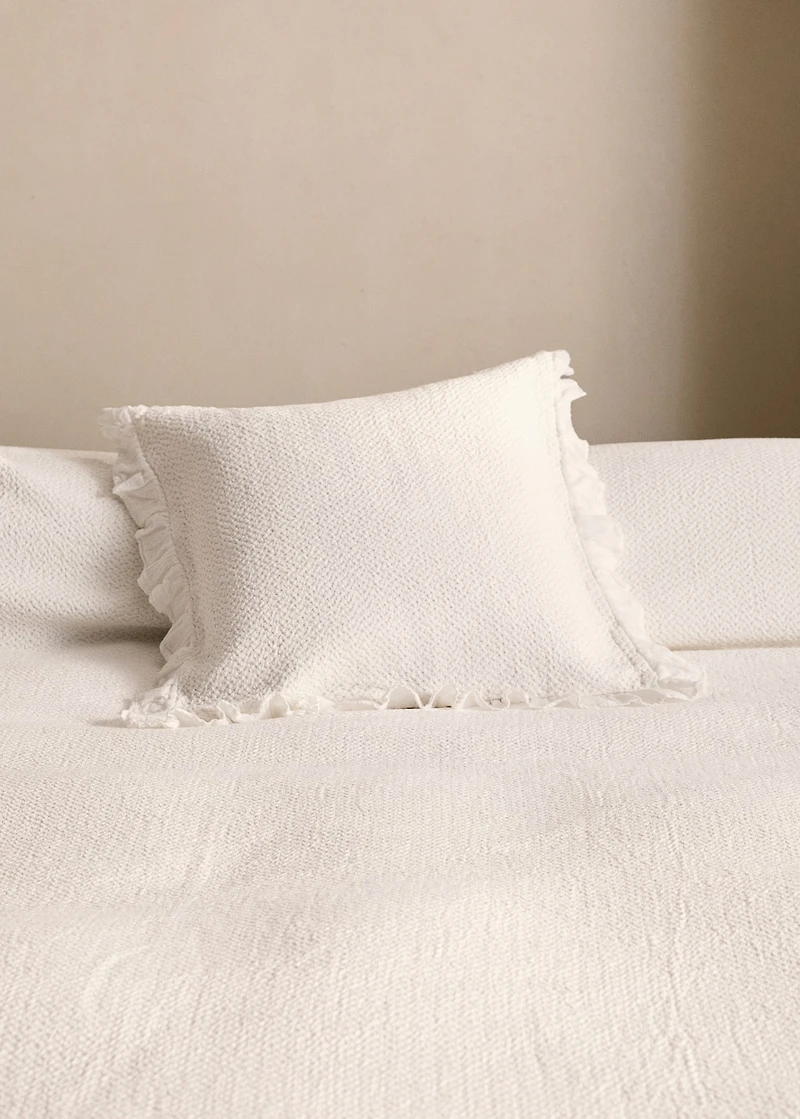 Cotton bed cushion cover with ruffle finish 50x50 cm