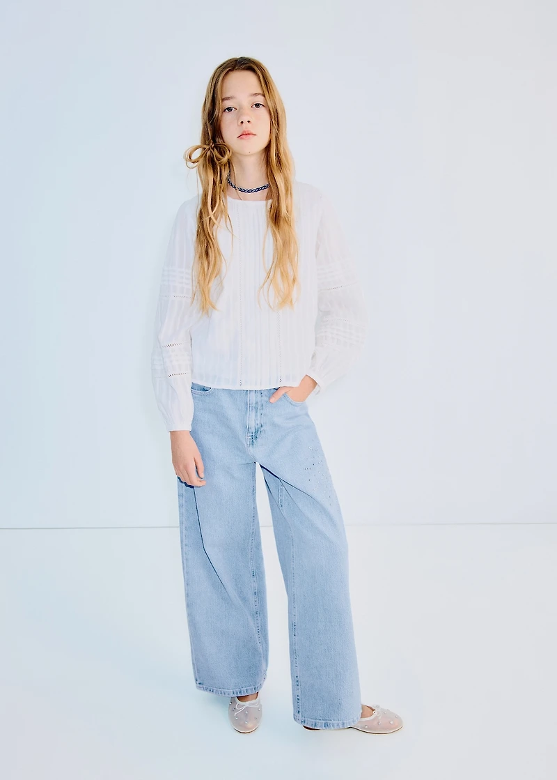 Straight jeans with rhinestone detail