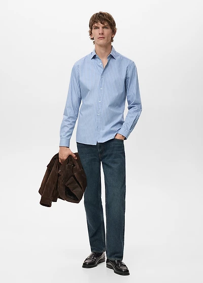 Regular fit striped cotton shirt