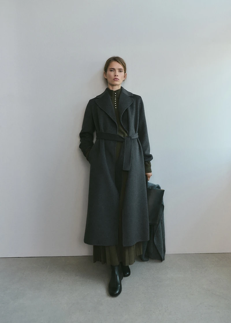 Handmade wool coat with belt