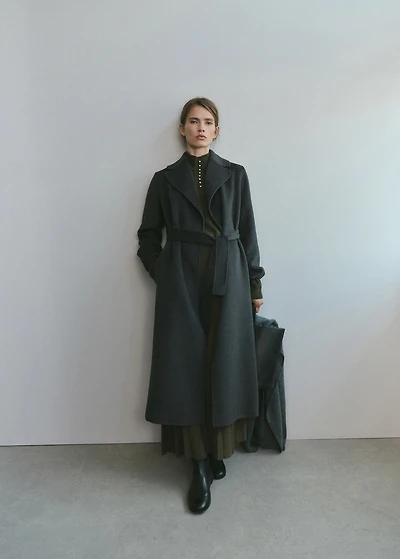 Handmade wool coat with belt