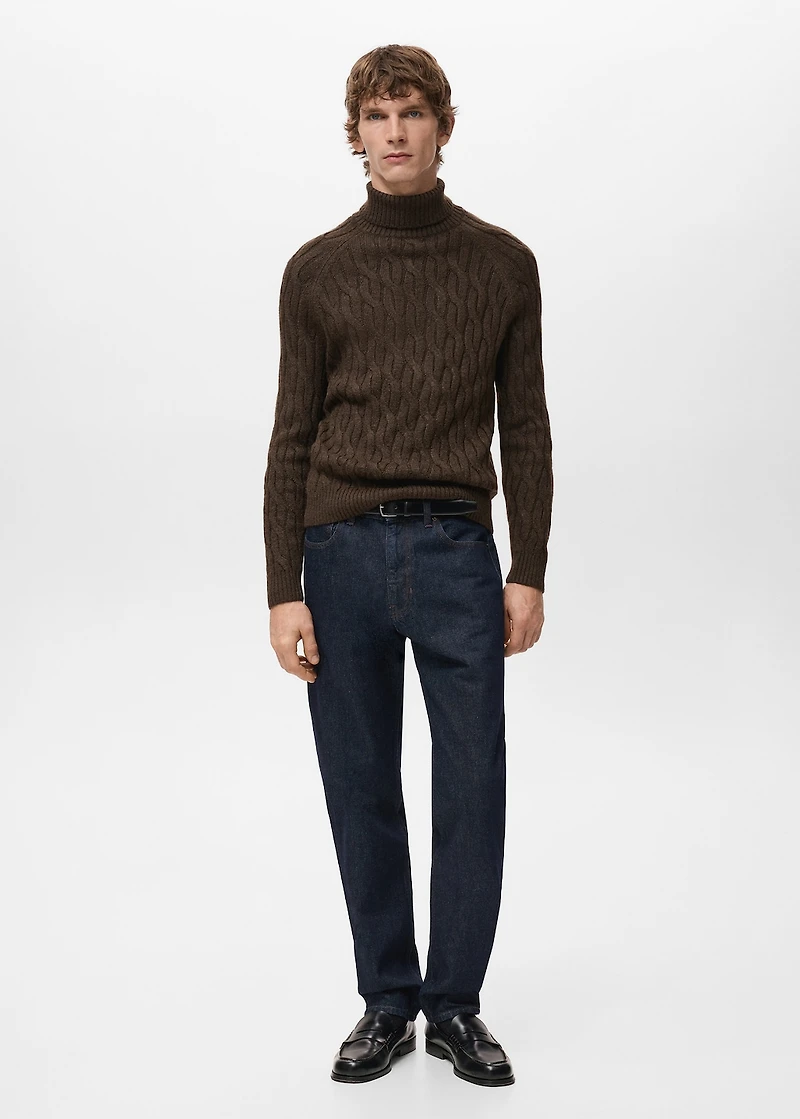 Cable-knit turtleneck sweater