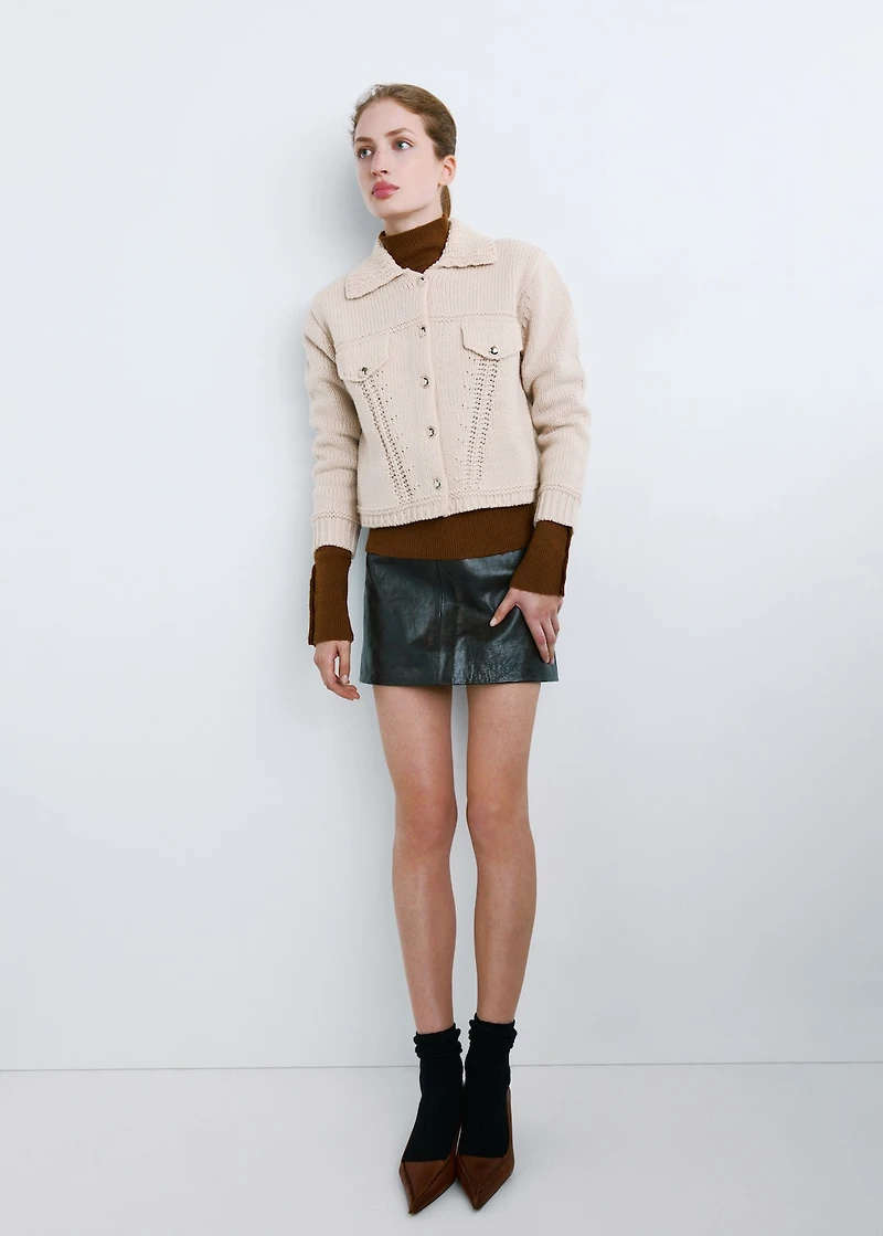 Knitted jacket with polo collar