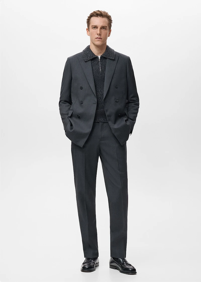 Turin 100% Wool Double-Breasted Suit Blazer