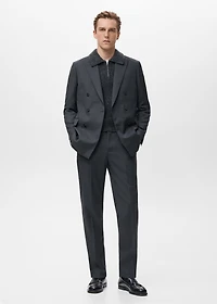 Turin 100% Wool Double-Breasted Suit Blazer