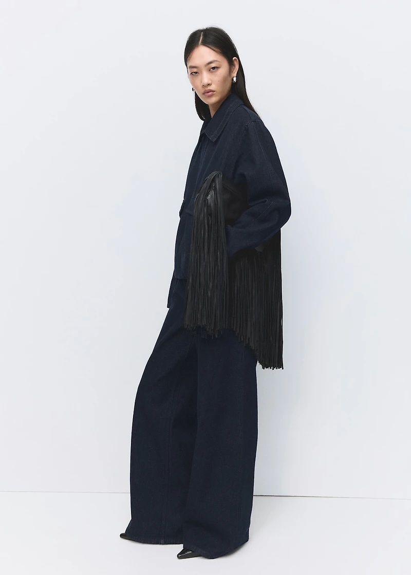 High-rise wide leg rinse-wash jeans