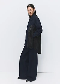 High-rise wide leg rinse-wash jeans