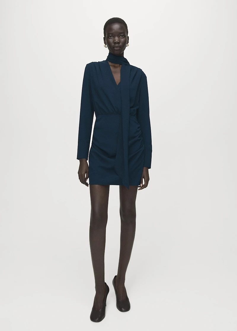 Draped dress with foulard